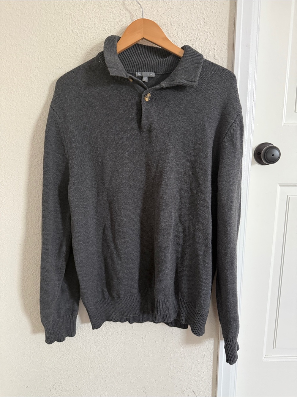 GAP Charcoal Zip-Neck Knit Sweater